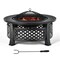 32 Inch Rustic Steel Outdoor Fire Pit with BBQ Grill Grate Mesh Spark Screen Fire Poker and Ash Pan for Patio Backyard Garden